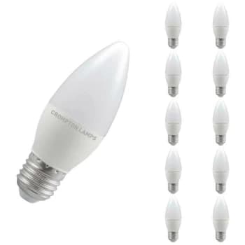 (10 Pack) Lamps LED Candle 5W ES-E27 Dimmable (40W Equivalent) 4000K Cool White Opal 470lm ES Screw E27 Frosted Multipack Light Bulbs - Crompton