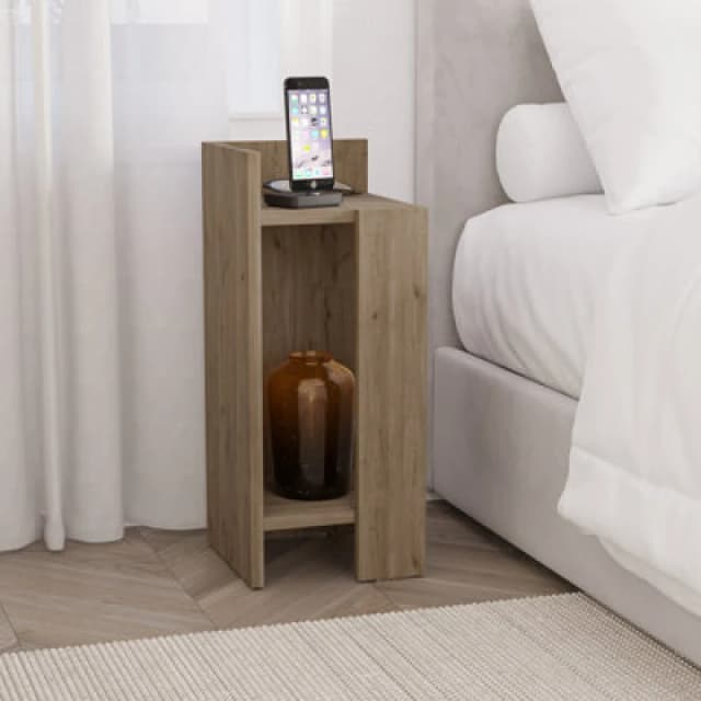 Decortie Elos Modern Bedside Table Left Module Narrow Dark Oak Effect 25Cm