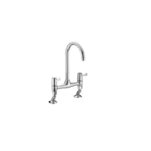 Value Lever Chrome Bridge Deck Kitchen Sink Mixer Tap with 6" Levers and Ceramic Disc Valves - VAL2-BRDSM-C-6-CD - Chrome - Bristan