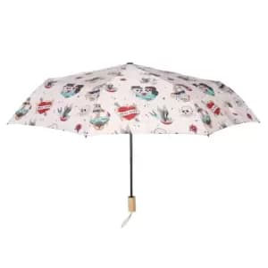 Something Different Tattoo Folding Umbrella (One Size) (Cream/Multicoloured)
