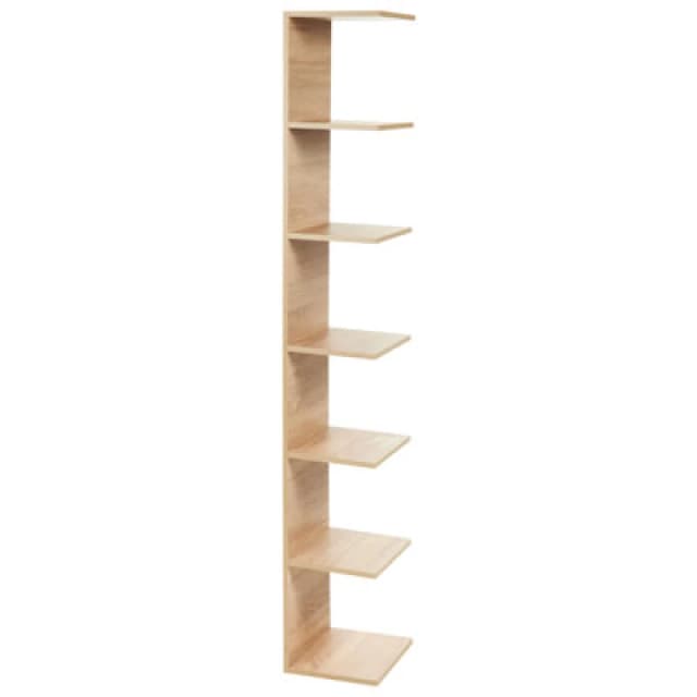 Beliani Wall Bookshelf Eston 190 Cm Light Brown