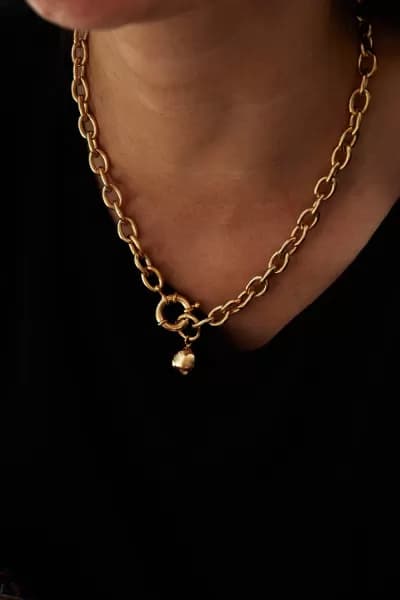 Gold Plated Polished Ball Necklace