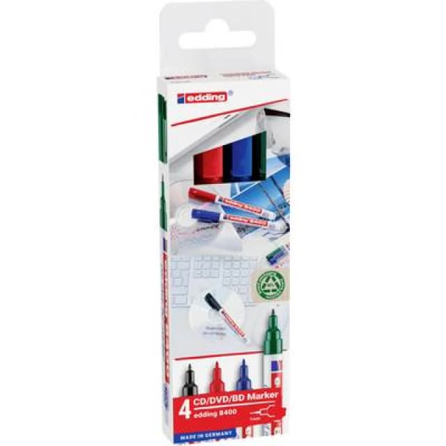 Edding Edding 4-8400-4-2 CD/DVD marker Black, Green, Red, Blue 0.5 mm, 1mm 4-8400-4-2