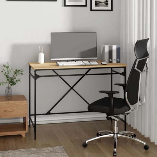 VIDAXL Desk Sonoma Oak 100x50x75cm Engineered Wood and Iron Vidaxl 8720845742201