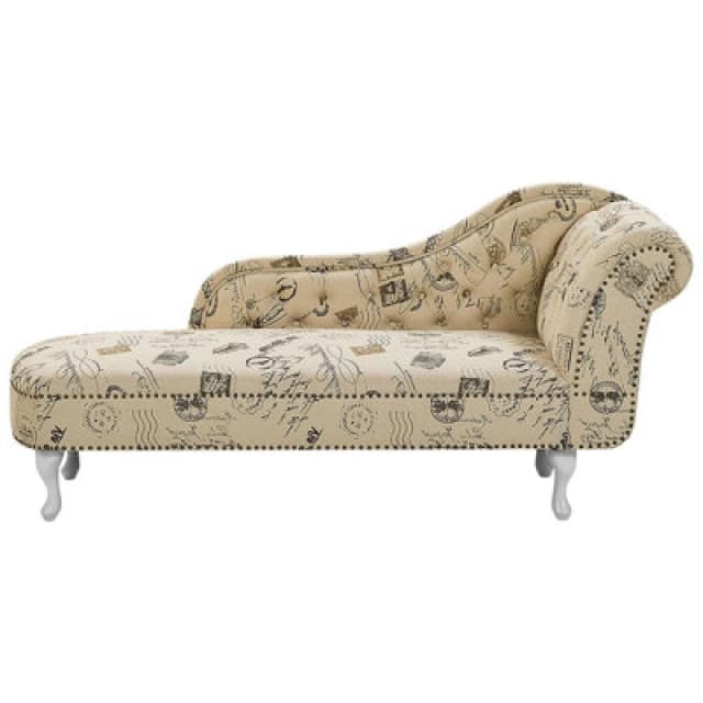 Beliani Right-Hand Chaise Lounge Nimes Fabric Beige