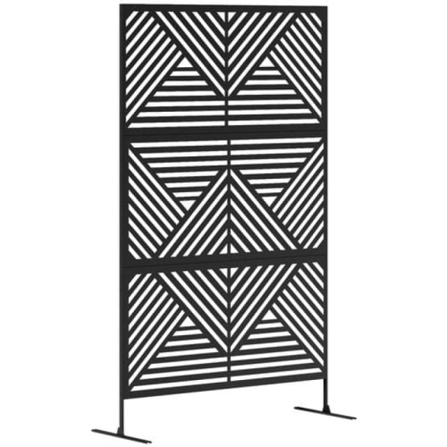 Outsunny Decorative Outdoor Divider Privacy Panel with Stand, Rhombus Black Black