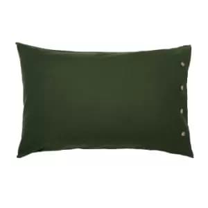 William Morris Linen Cotton Plain Dye Standard Pillowcase, Green
