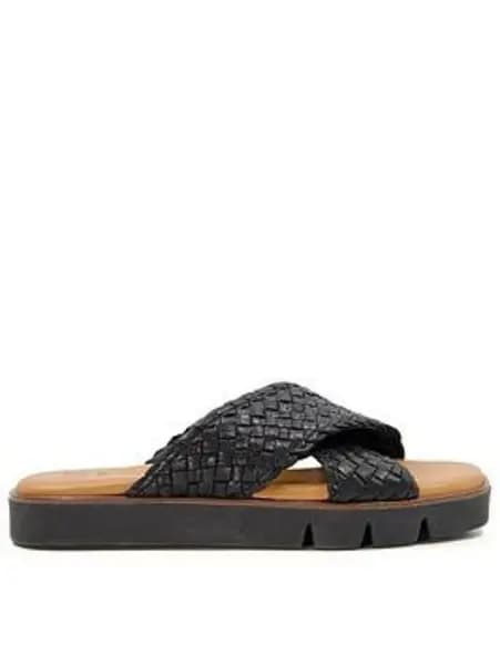Dune London Lexey Woven Cross Strap Sandals - Black W17FC Female 4,5,6,7,8