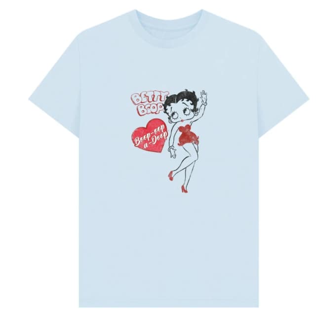 Betty Boop Mens Oop-A-Doop T-Shirt in Light Blue Size: Small Light Blue Male S