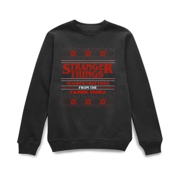 Stranger Things Seasons Greetings From The Upside Down Christmas Jumper - Black - S
