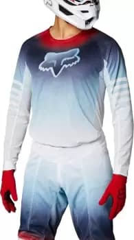 FOX Airline Reepz Motocross Jersey, white-red-blue, Size L, white-red-blue, Size L