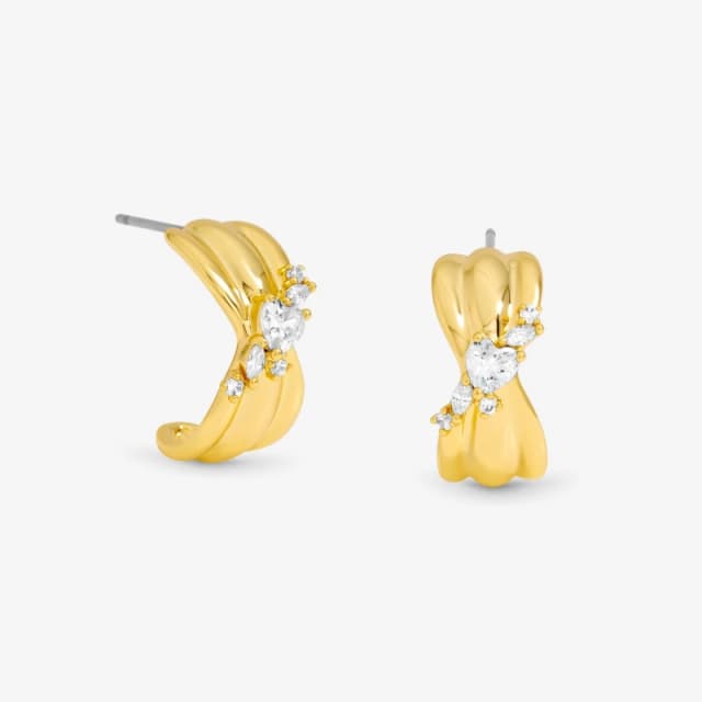 Jon Richard Gold Plated Crystal Half Hoop Earrings Gold female One Size