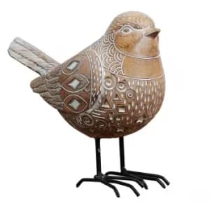 Carved Sandstone Effect Bird Ornament with Mirror Mosaic
