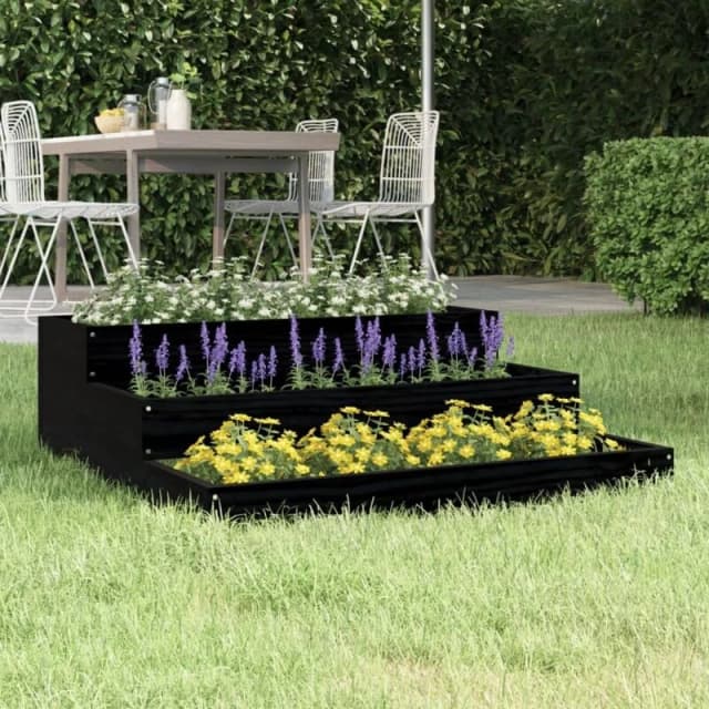 vidaXL Planter Black 78x78x27cm Solid Wood Pine, Black 823910