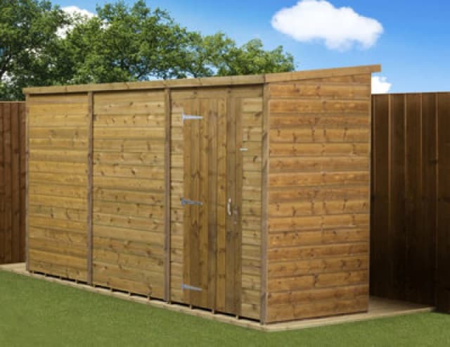 Empire Sheds Empire Modular Pent 12X4 Dipped Treated Tongue And Groove Wooden Garden Shed Single Door (12' X 4' / 12ft X 4ft) (12X4)