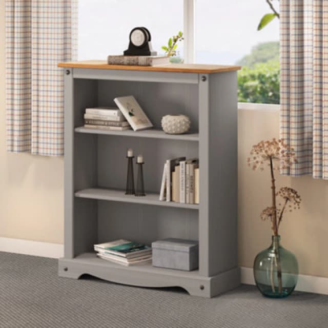 MERCERS FURNITURE Corona Grey Wax Small Bookcase 5060335867902