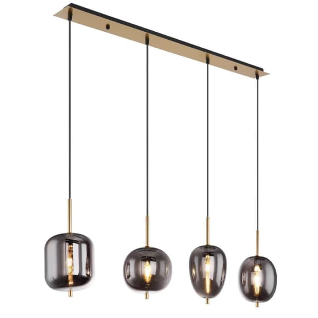 Netlighting Blacky I Bar Pendant Ceiling Light BrassColoured Glass Shade 4x E14 in Gold Gold Unisex