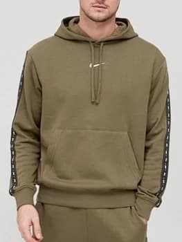 Nike Repeat Fleece Pullover Hoodie - Khaki, Khaki/White Size M Men