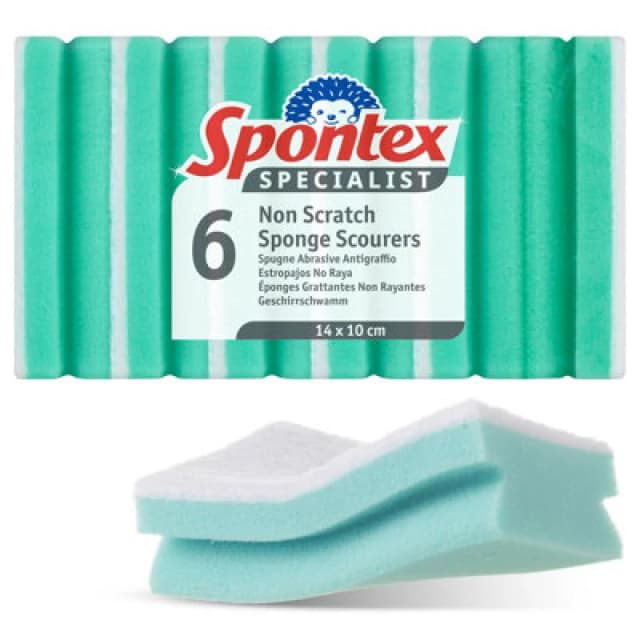 Spontex Specialist Non-Scratch Sponge Scourer Blue/White (6 Pack) 19400212