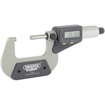 Draper Dual Reading Digital External Micrometer, 25 - 50mm/1 - 2"
