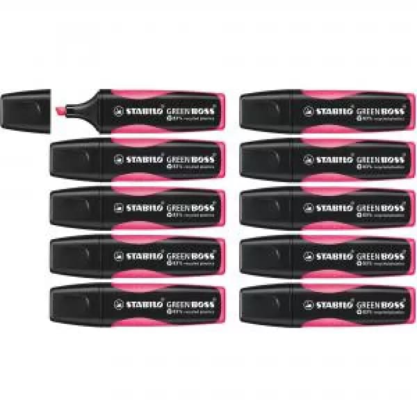 STABILO GREEN BOSS Highlighter, Fluorescent Pink, Chisel Tip 2 + 5 mm