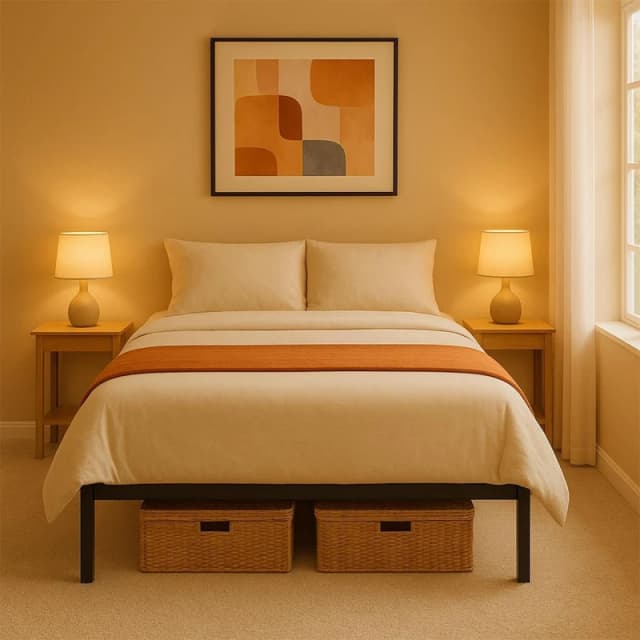 House of Home King Size Bed Frame Durable Metal Platform Bed Black Frame 151 x 201 x 35cm Black