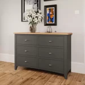 Grasmere Two Tone Oak & Grey 6 Drawer Chest Of Drawers