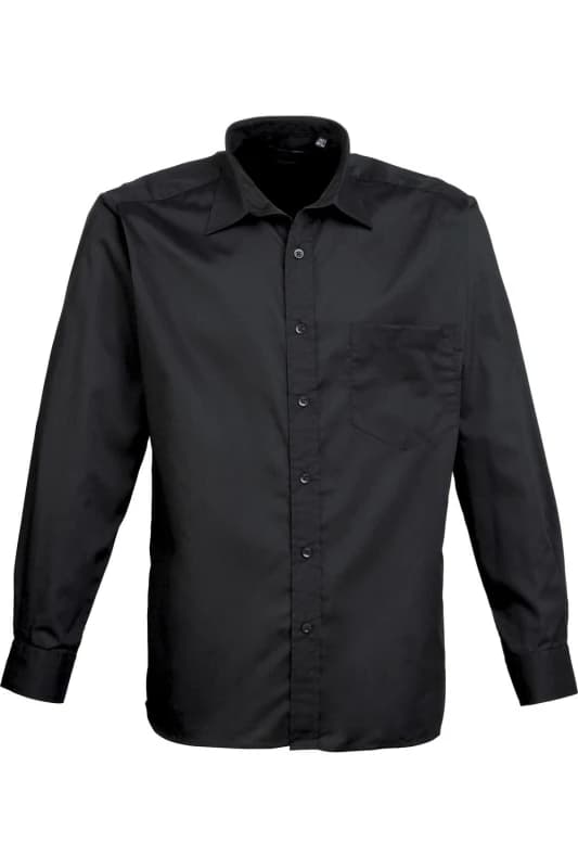 Premier Premier Men Poplin Long-Sleeved Formal Shirt in Black One Size Male 5055805354716