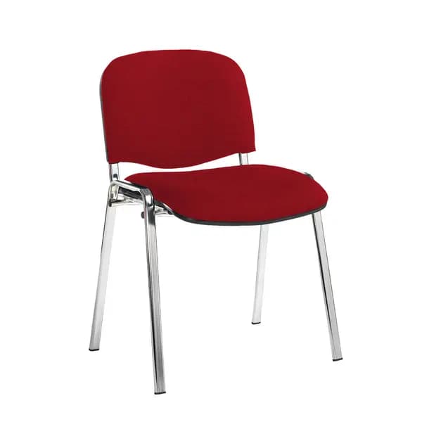 Taurus Padded Stackable Waiting Room Chair - Chrome - No Arms - Panama Red