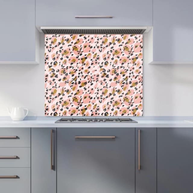 Warren Reed - Designer Hand Drawn Pink Leopard Print Kitchen Splashback Size: 700mm x 650mm Pink Unisex 700mm x 650mm