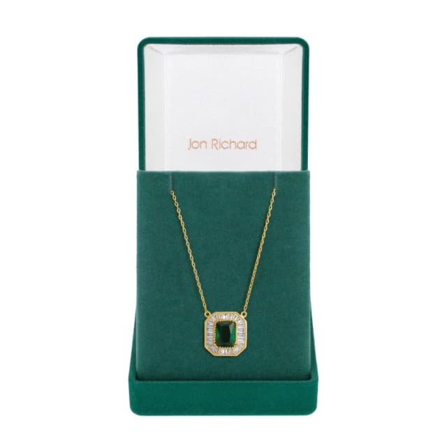 Jon Richard Gold Plated Emerald Baguette Pendant - Gift Box Jewellery Sets One Size Gold 70982310000