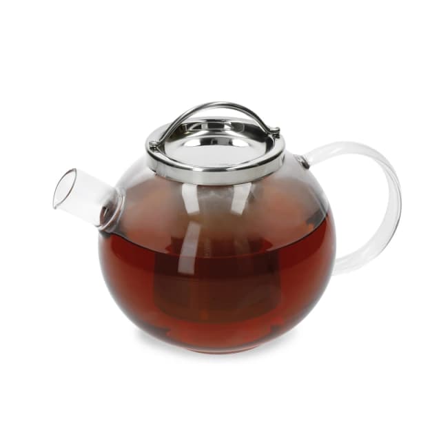 La Cafetiere Glass 1 Litre Darjeeling Teapot, 1 Litre, Gift Boxed Metallic Silver
