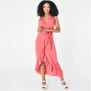 Biba Ruffle Wrap Dress - Orange