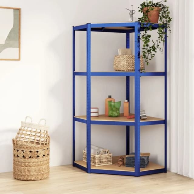 VIDAXL Vidaxl - 4-Layer Corner Shelf Blue Steel&Engineered Wood 8720287138167