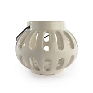White Ceramic Lantern Tealight Holder Open Design 8.5cm