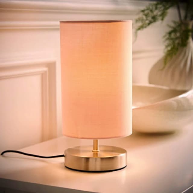 ValueLights ValueLights Francis Pair of Brushed Chrome Dimmable Touch Table Lamps with Bulbs in Dusty Pink Dusty Pink One Size Unisex 5055759940744
