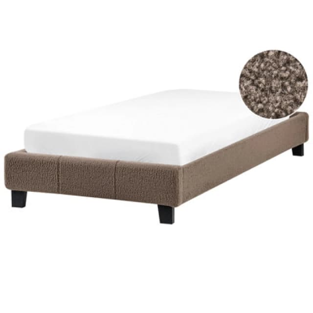Beliani Bed Without Headboard Boucle Roanne 90 X 200 Cm (Eu Single) Taupe