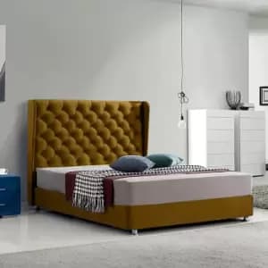 Ondra Bed Super King Plush Velvet Mustard
