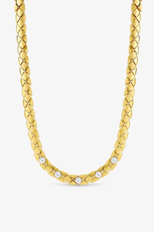 Jon Richard 18K Gold Plated Crystal Flat Chain Necklace Gold female One Size