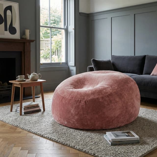 Urban Meuble Modern Round Bean Bag Sofa Chair Pink unisex One Size