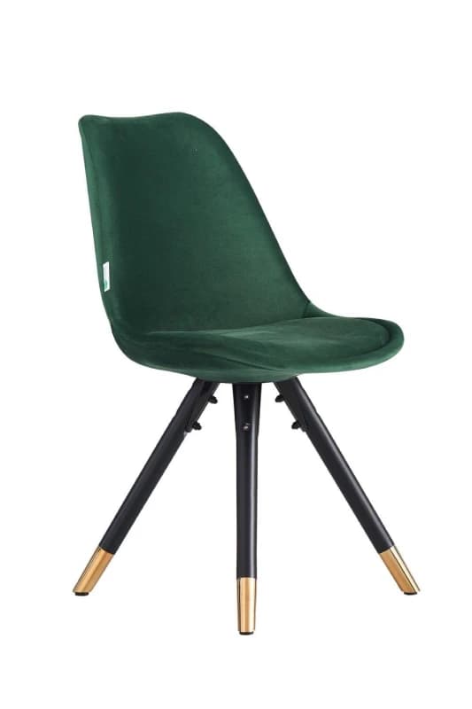 Life Interiors Life Interiors Single Sofia Ergonomic Modern Dining Chair Upholstered in Velvet, Metal Legs with Gold End Caps in Green Green One Size