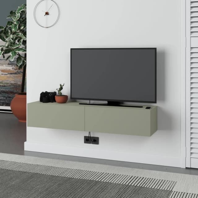 Decortie Francy' Modern TV Unit with Storage TV Cabinet 135cm in Green Size: 1 Pack Green Unisex 1 Pack