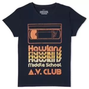Stranger Things Hawkins AV Club Womens T-Shirt - Navy - XXL