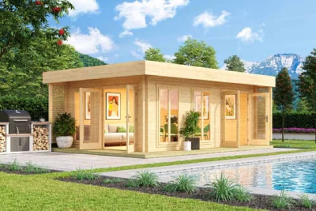 Lasita Maja Dominica-Log Cabin, Wooden Garden Room, Timber Summerhouse, Home Office - L660 X W480 X H245.1 Cm