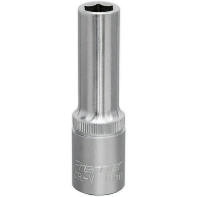 Loops 11mm Steel Deep Drive Socket - 1/2" Square Drive - Chrome Vanadium Socket Metallics