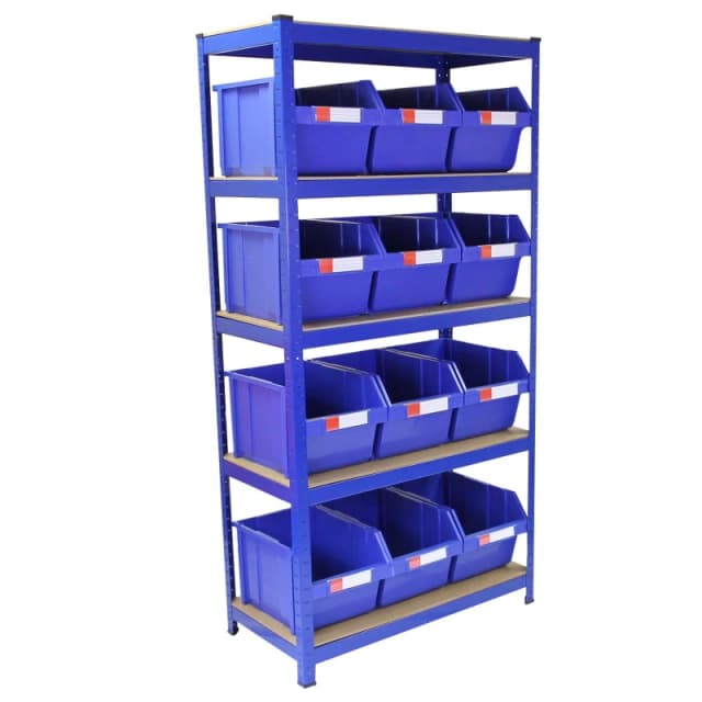 MONSTER SHOP Monster Shop - T-Rax 90cm Racking & Storage Bins Stacking Boxes Blue Storage Set 5055986125266