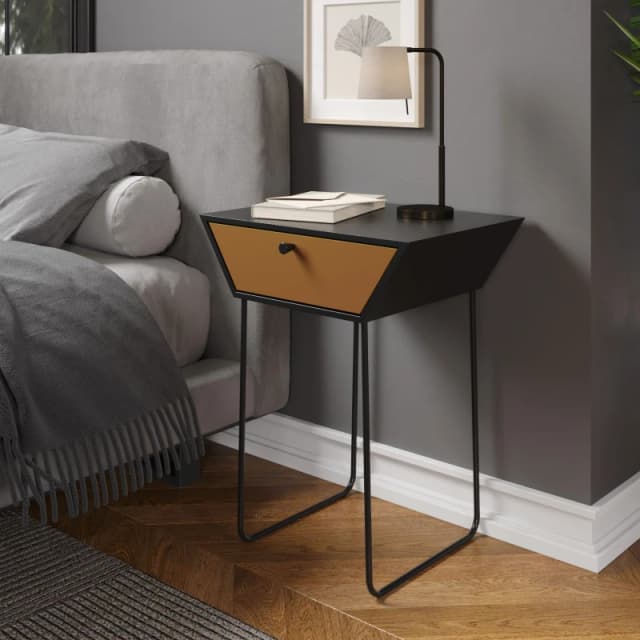 Core Apollo 1 Drawer Copper Metal Bedside Table