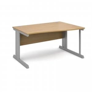 Vivo Right Hand Wave Desk 1400mm - Silver Frame Oak Top