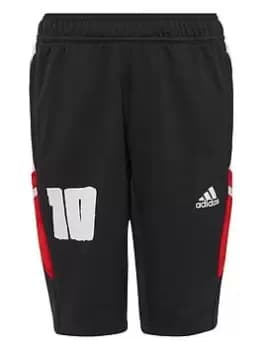 Boys, adidas Messi 10 Junior Shorts - Black/Red, Size 11-12 Years