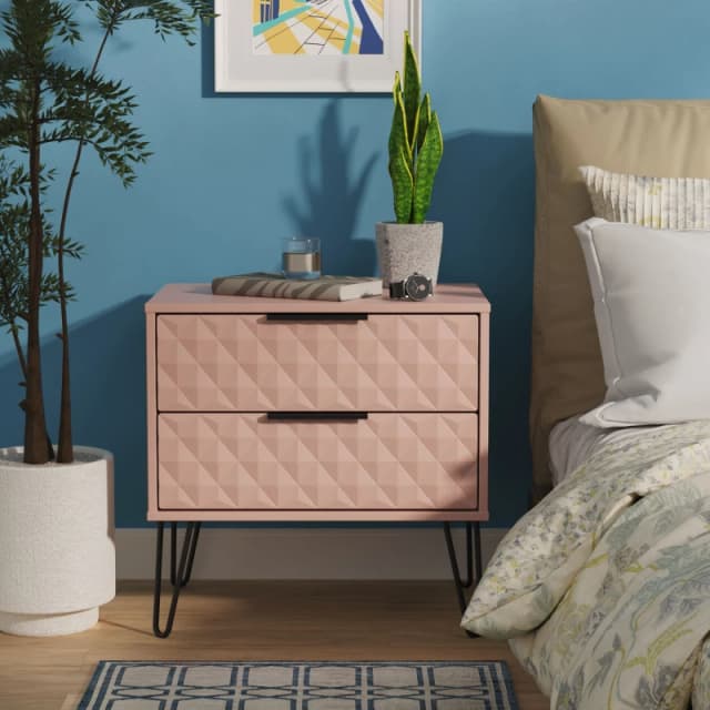 Ready Assembled 2 U Islay 2 Drawer Side Table (Ready Assembled) in Dusty Pink Size: Small Dusty Pink Unisex Small